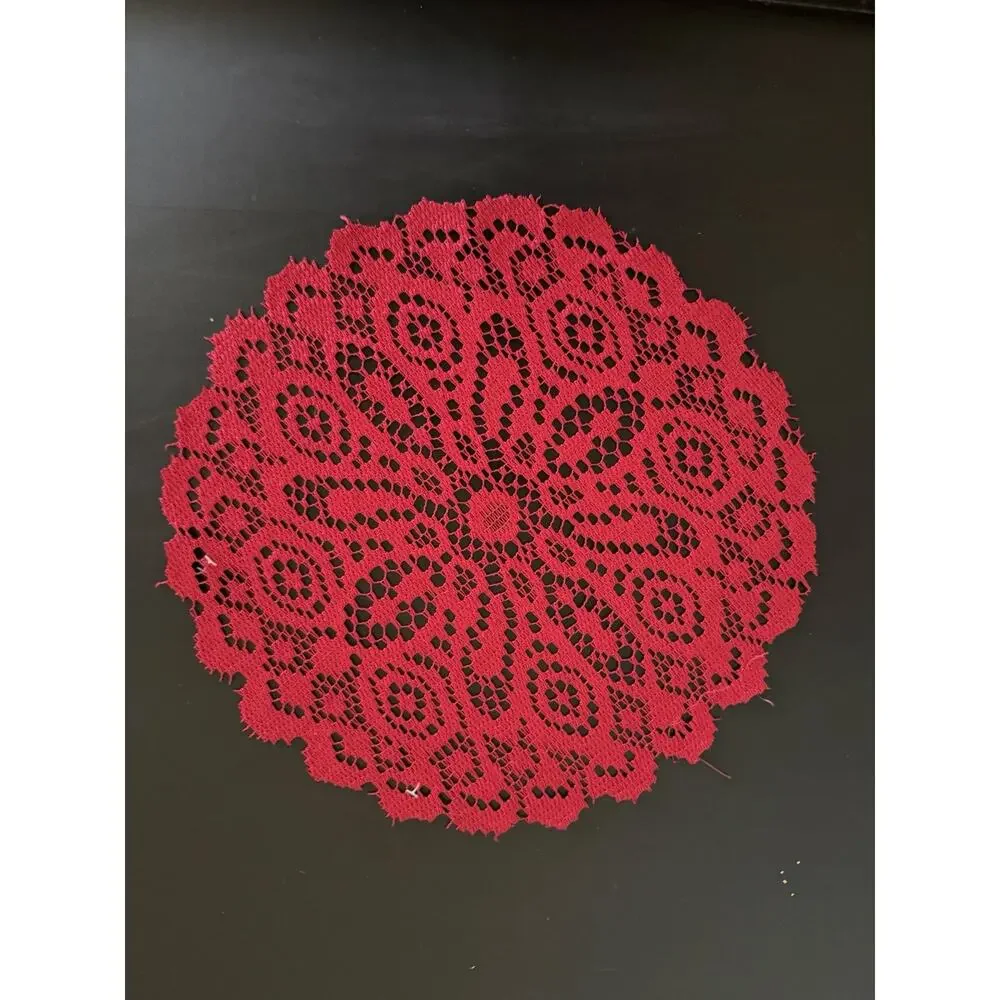 Vintage Red Lace Doily Bundle Set of 3 Holiday Christmas Valentine Table Decor